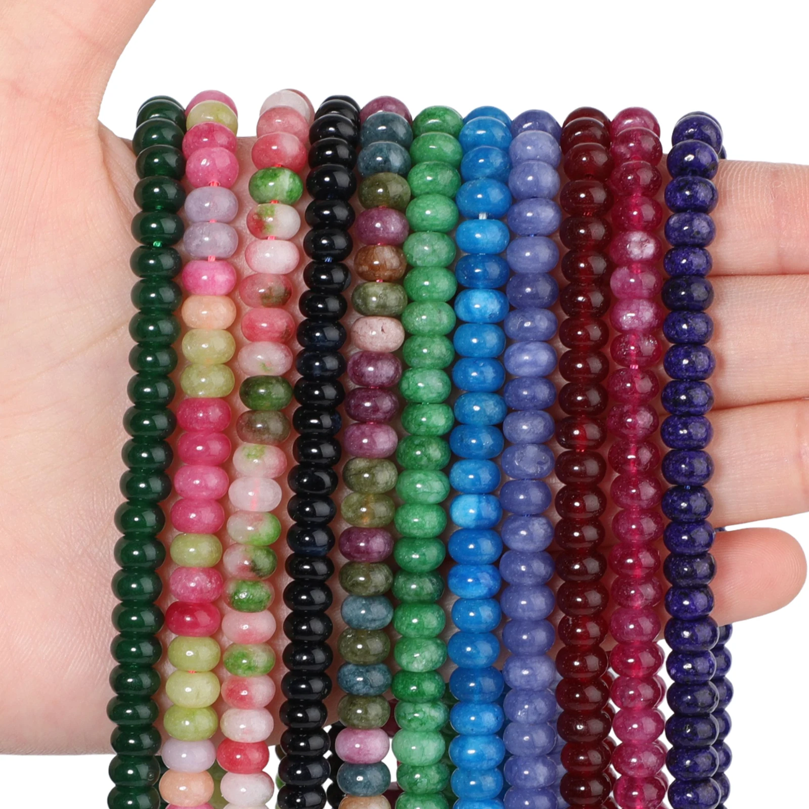 4x6mm Abacus Shape Beads Tourmaline Jade Angelite Stone Beads Flat Round Rondelle Spacer Beads for Jewelry Making Diy Accessory