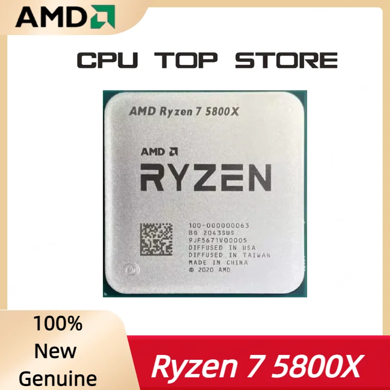 

AMD Ryzen 7 5800X Desktop Processor 8-Cores 16-Threads 3.8 GHz AM4 Socket CPU Up to 4.7 GHz 3200 MT/s DDR4 7nm L3= 32 M