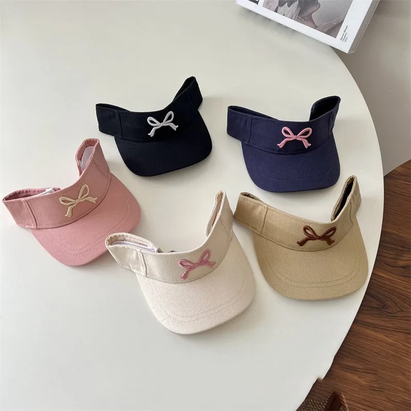 

Summer Sweet Bow Girl Baby Empty Top Hat Infant Fashion Headless Cap Kids Cotton Peaked Caps Children Sunscreen Tennis Ball Hats