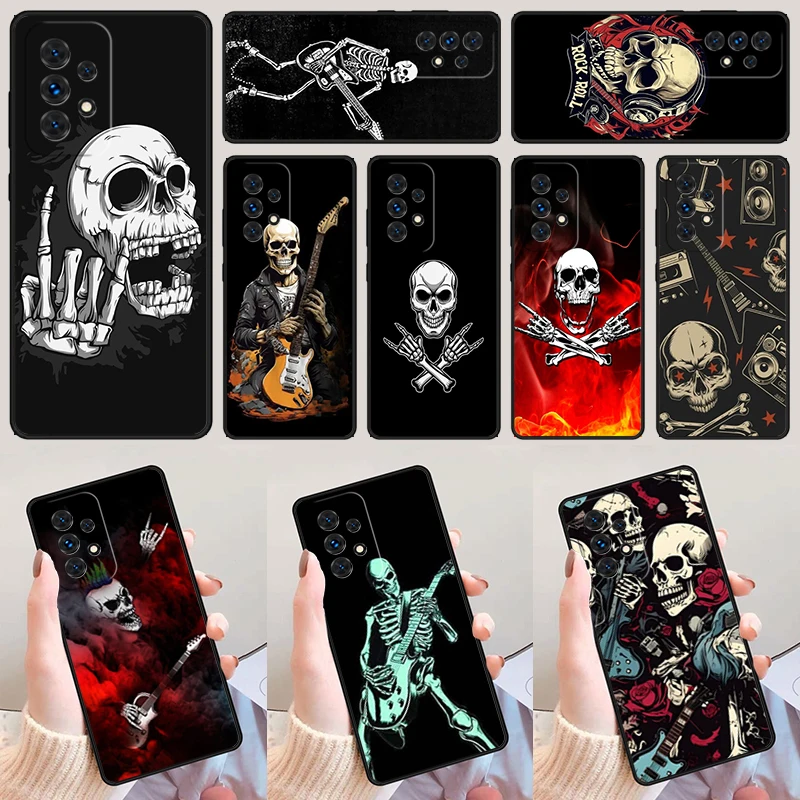 Rock Roll Skull For Samsung Galaxy A52 A72 A73 A20e A21S A50 A70 A11 A12 A42 A31 A40 A51 A71 A32 A80 A91 Phone Case Cover