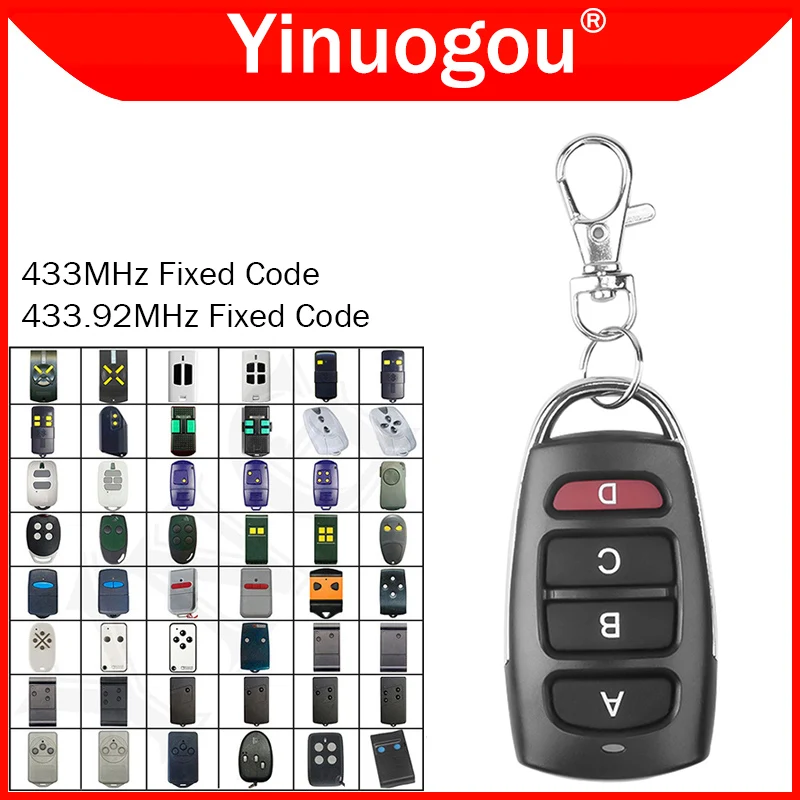 433MHz Garage Door Remote Control 433.92MHz Fixed Code For 8 / 10 Dip Switch Clone Copy Multi Brand Gate Remote Control Opener