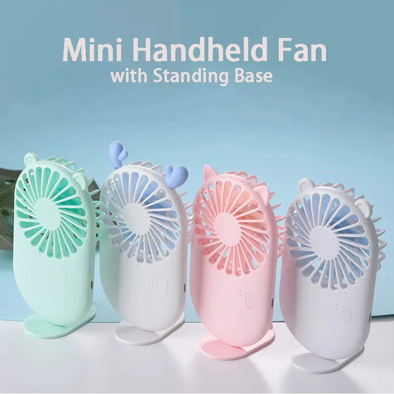 USB Mini Cat Fan Rechargeable Handheld Cooler 3 Gears Cooling Fan Stand