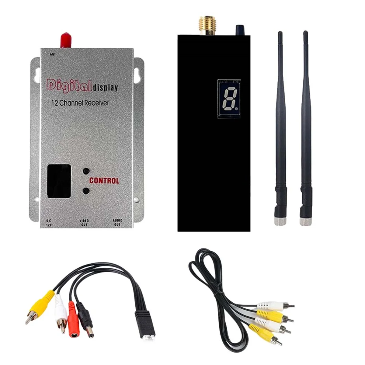 FPV 1.2G 1.5W VTX VRX Kit 8CH 1500mW FPV Video Transmitter Receiver with Antenna for Long Range FPV RC Drone HOT