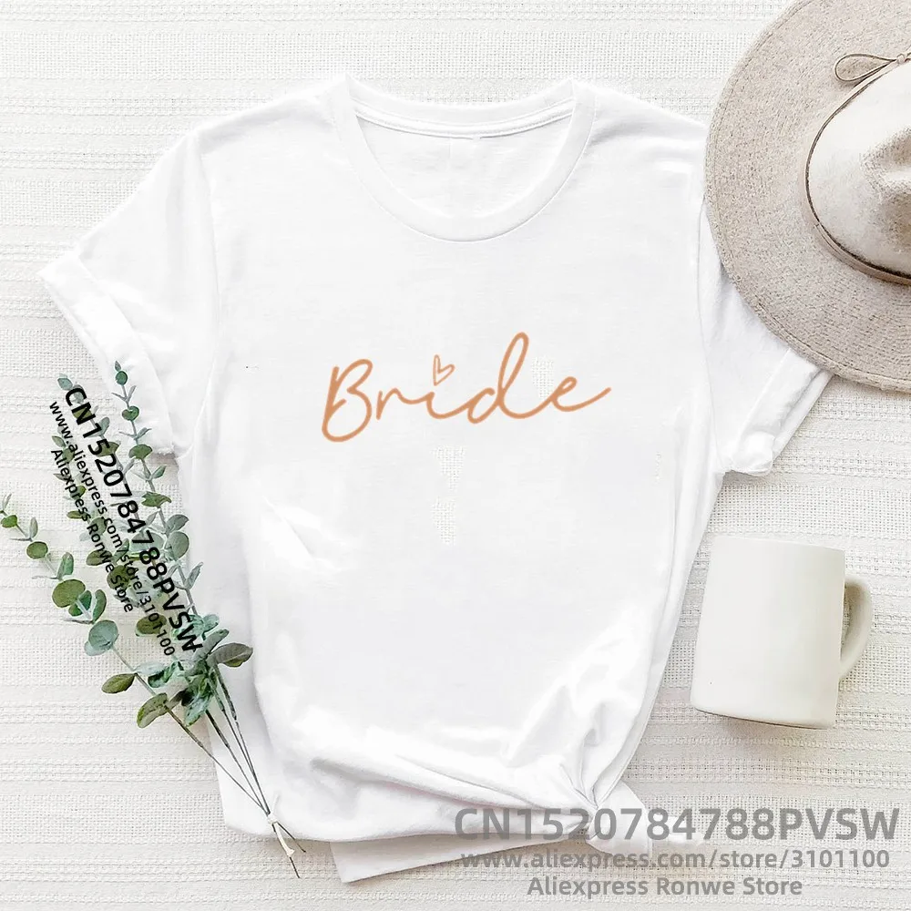 Gold Team Bride Letter Funny Women T Shirt Bride To Be Squad Evjf Bachelorette Hen Party Bridesmaid Wedding Summer Y2k Tops Tee