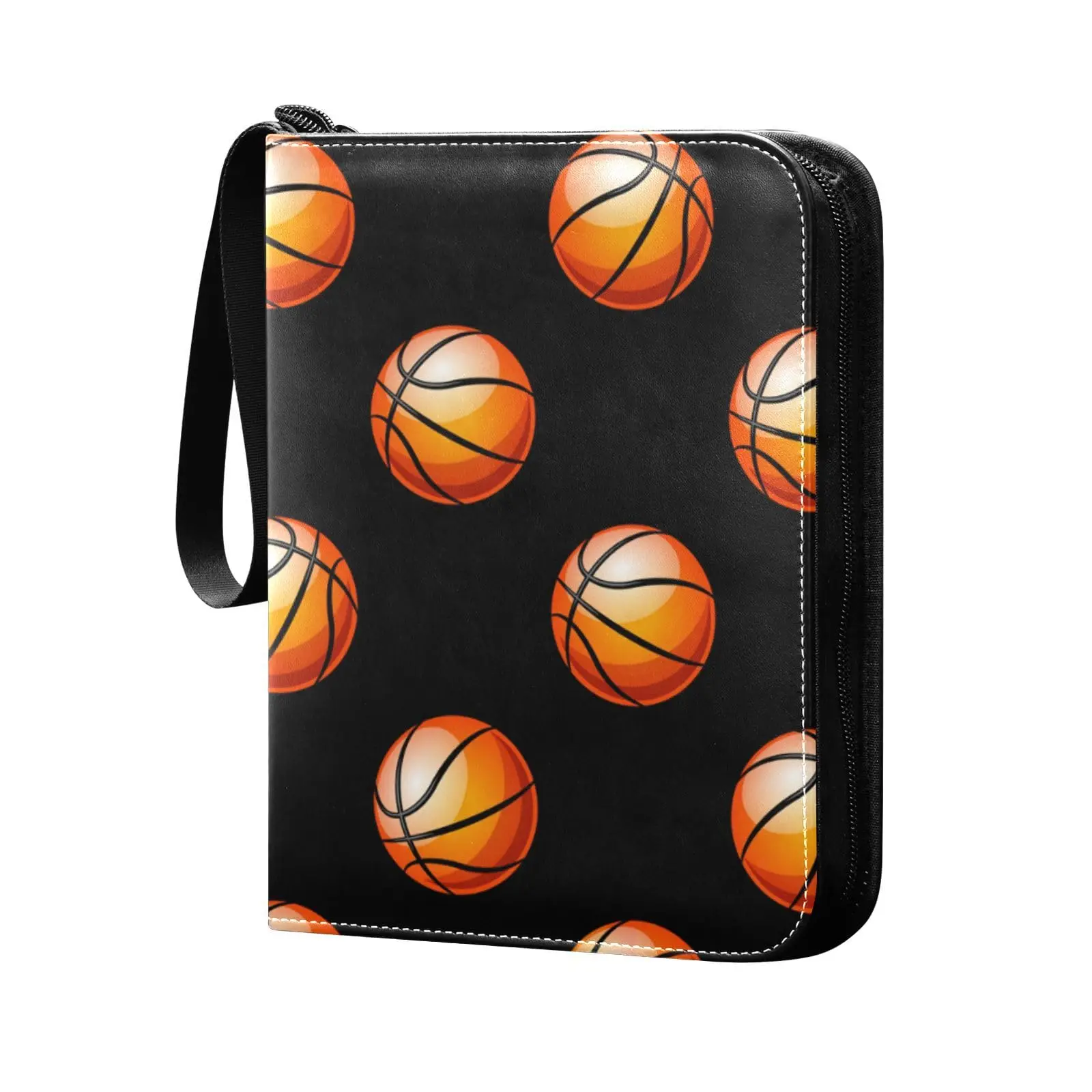 Basketball Black 4 Pocket Cards Binder, 400 Double Sided Pocket Album for Sport Game Cards, Unique Card Collection Storage