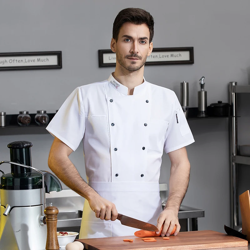 Veste de cuisinier de cuisine de salle à manger, manteau de Chamonix, uniforme de chef de pizza, vêtements de travail de restaurant d'été, hôtel attribuable WaClaEverthe