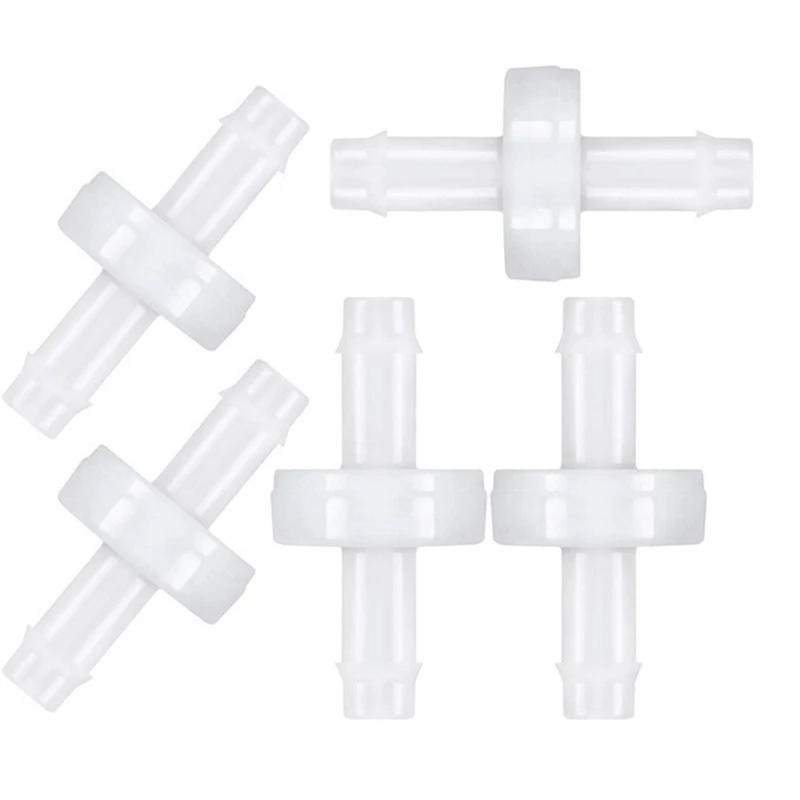 5Pcs Check Valve PVDF Wear-Resistant One-Way Check Valve For Fuel Gas Liquid Air 1/4 Inch 6 Mm