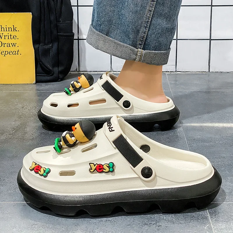 

Мужские тапочки из ЭВА — для дома и офиса, немаркирующие сандалии для дома и улицы с глубоким рисунком протектора, хорошая воздухопроницаемость