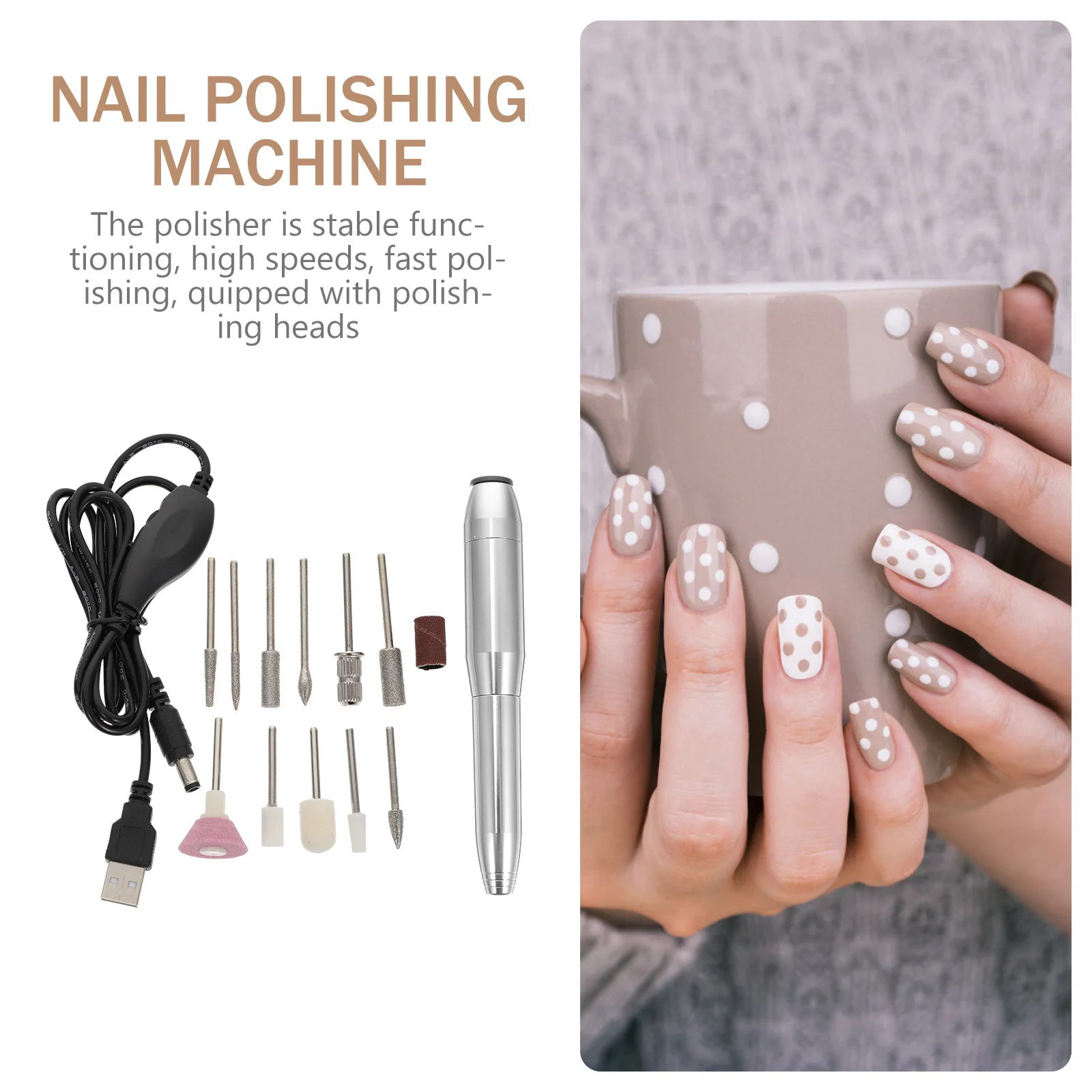 

1Set Lightweight Electric Nail Drill Machine Kit Portable Quiet Manicure Polishing Nail File Grinder Adjustable Speed