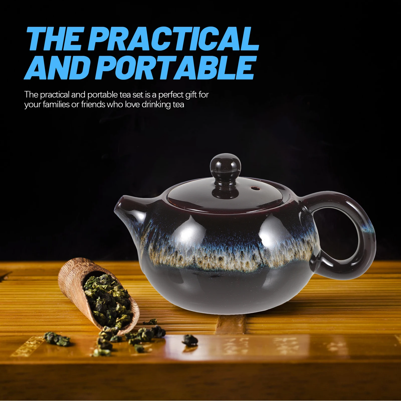 

1Set Exquisite Ceramic Tea Set Smooth Edges Portable Teapot Cup Kit for Home Office Small Teapot Ceramic Tea Set