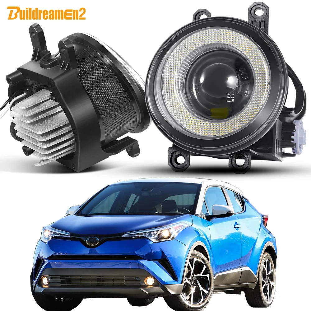 2x40w amortecedor dianteiro do carro conjunto de luz de nevoeiro 4000lm lente led anjo olho drl lâmpada diurna 12v para toyota C-HR cr 2017-2019