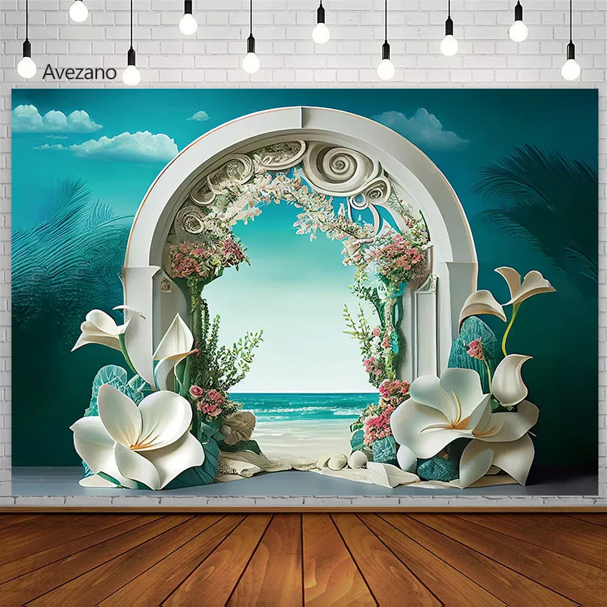 Avezano Photography Background Seaside Arch Eggflower Wedding Birthday Portrait Photography Background Photo Studio Photocall