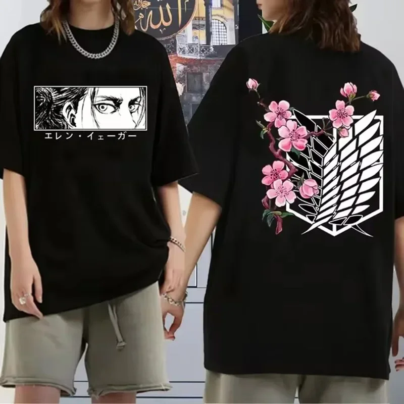 T-shirt Women Men Attack on Titan T Shirt Kawaii Cartoon Titans Attack Graphic Tees Demale Harajuku Summer Tops Japanese Anime
