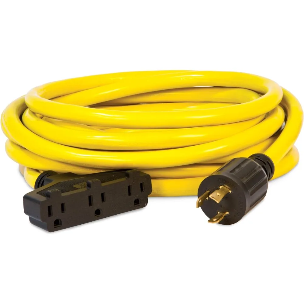 

25-Foot 30-Amp 125-Volt Fan-Style Generator Extension Cord with L5-30P to Three 5-15R Connectors