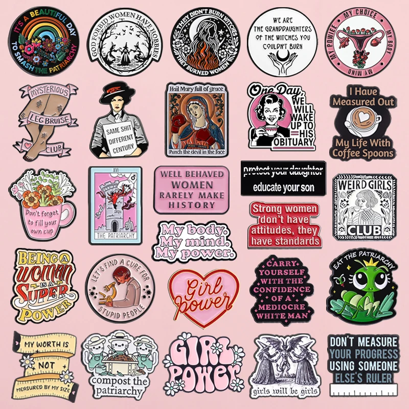 

Feminist Women Girl Power Enamel Pins Smash The Patriarchy Gender Power Equality Brooches Lapel Badge Jewelry Gifts For Friends