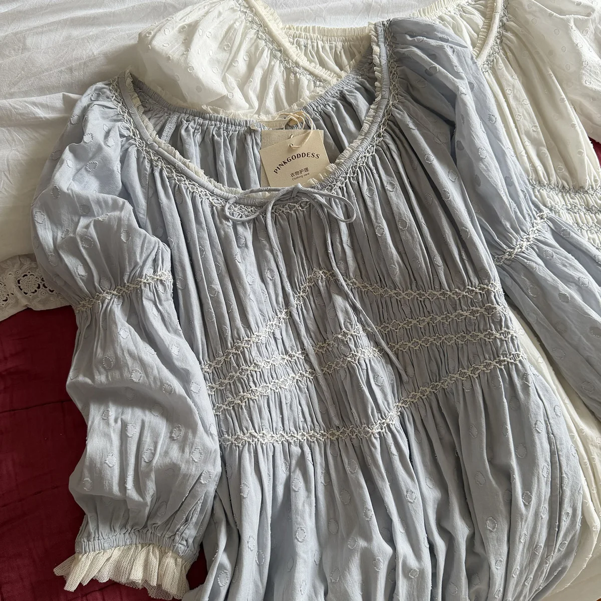 Julie's Princess Outerwear Sweet Girls 100% Handmade Crochet Floral Embroidery Fairy Nightgown French Vintage Long Dress Spring