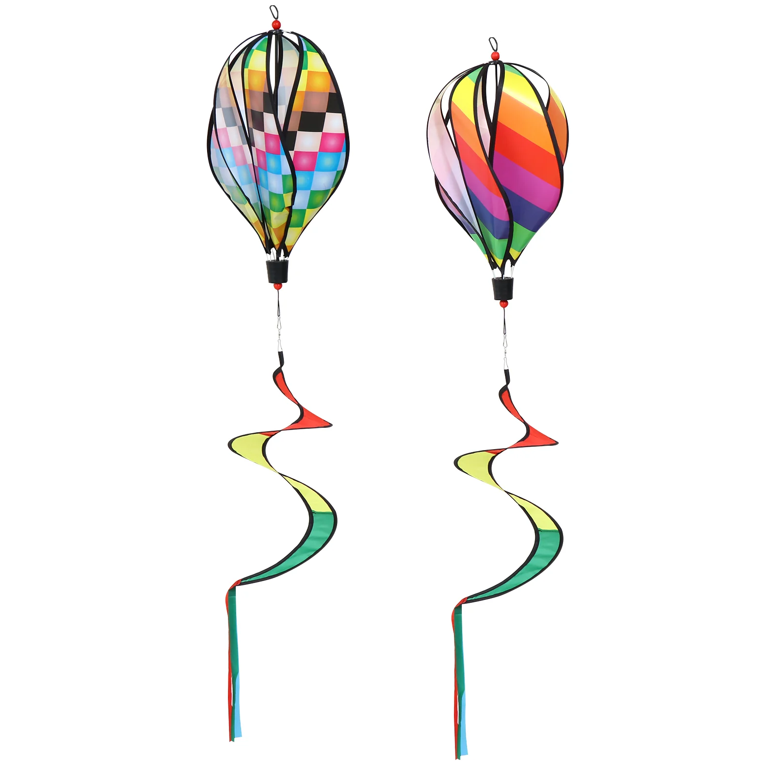 2 Pcs Hot Air Balloon Wind Bar Decorative Windsocks Spinners Balloons Lattice Yarn Decorations Cloth Stylish Hanging Adornments