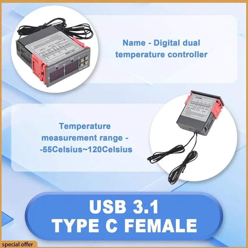 

A68Z цифровой термостат регулятор температуры STC-3008 термометр датчик гигрометр 12 В 24 В 220 В