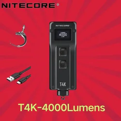 Nitecore-キーホルダー懐中電灯,ポータブル,t4k,4000ルーメン,usb充電式,4xcree XP-12 v6,ミニledトーチ