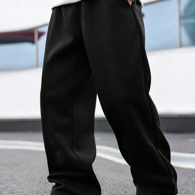 

American Street Men's Solid Color Casual Loose Sports Pants Autumn Casual Straight Leg Loose Pants, Sports Pants, Men's Pants