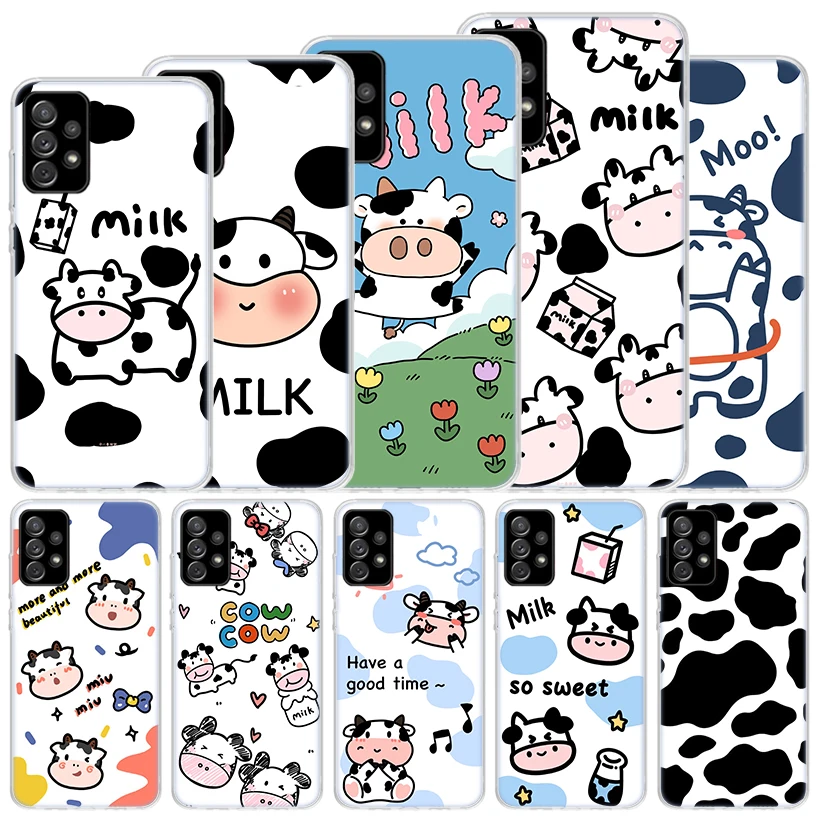 Dairy Cattle Cow Speckle Cute Soft Case For Samsung Galaxy A15 A14 A13 A12 A55 A54 A53 A52 Phone Cover A35 A32 A33 A25 A23 A22 A