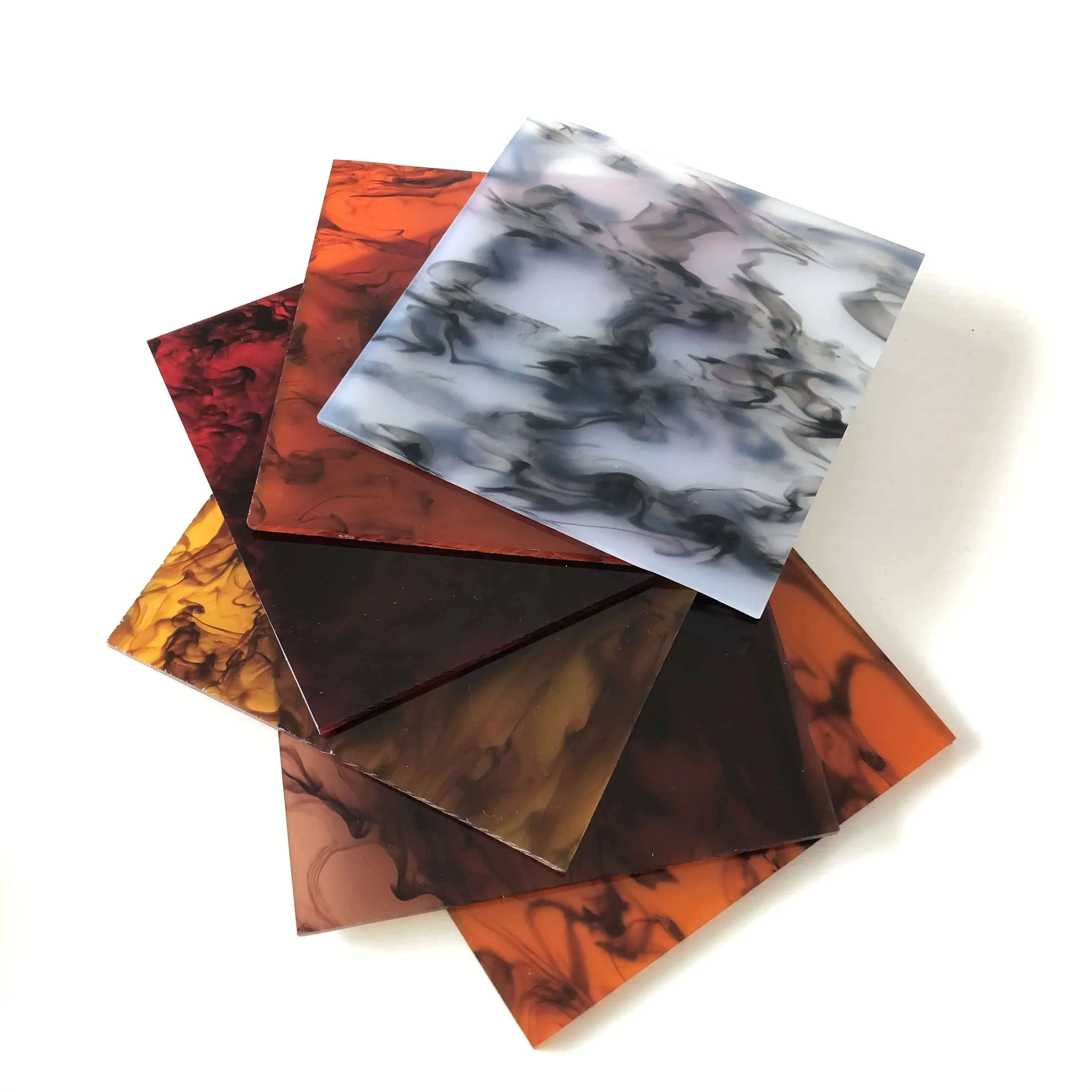 Ink Texture Translucent PMMA Acrylic Panel, 3mm Thick, 6 Colors for Jewelry, Craft & DIY Decoration