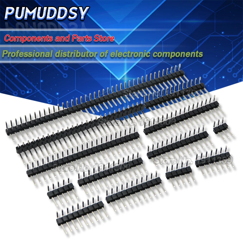 10PCS 1X/2/3/4/5/6/8/10/40 PIN Single Row Right Angle MALE PIN HEADER 2.54MM PITCH Strip Connector Socket 3p/4p/6p/8p/20p/40p