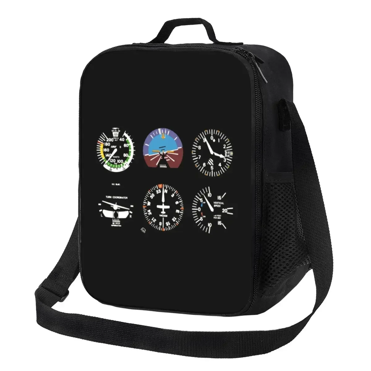 Cockpit Six Dials Flight Simulator Pilot Insulated Lunch Bag for Airplane Aircraft Cooler Thermal  Tote Kids School