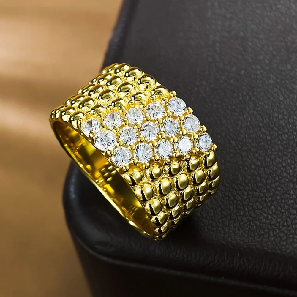 Wong Rain Vintage 18K Gold Plated 925 Sterling Silver Sparkling Lab Sapphire Gemstone Cocktail Party Ring for Women Fine Jewelry