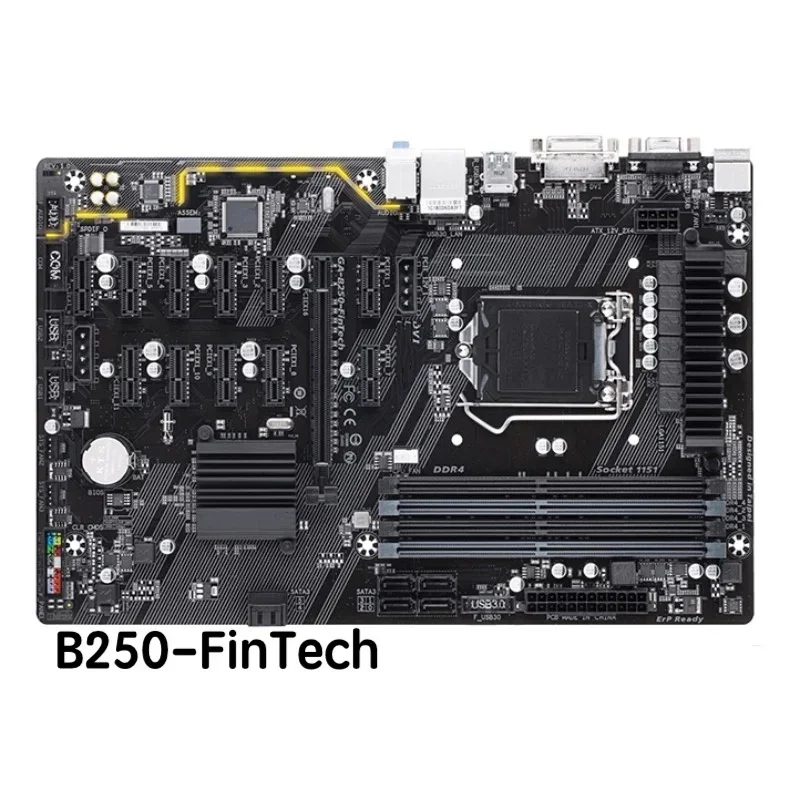 For Gigabyte GA-B250-FinTech Motherboard B250 FinTech LGA 1151 DDR4 Mainboard 100% Tested OK Fully Work Free Shipping