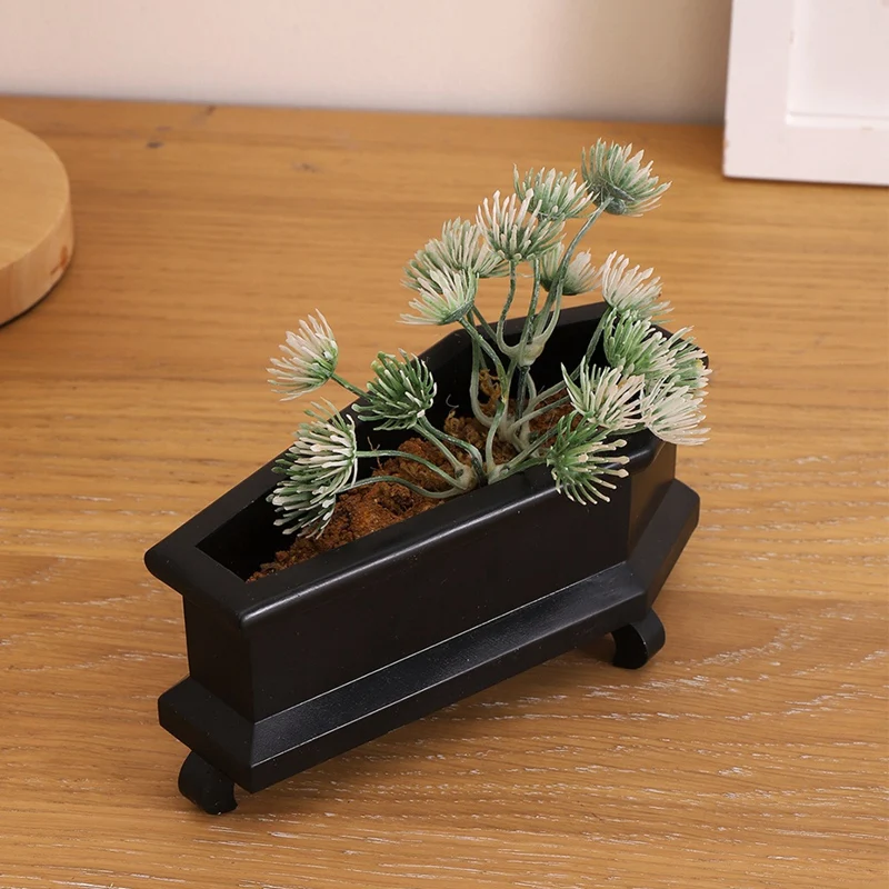 SOFT-Coffin Mini Flower Pot,Succulent Plant Decoration Stand,Desktop Decorative Flower Pot Ornaments