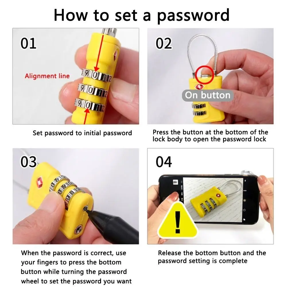 TSA 3 Digit Combination Lock Anti-theft Security Tool Customs Password Lock Wire Rope Padlock Suitcase Luggage Coded Lock Travel