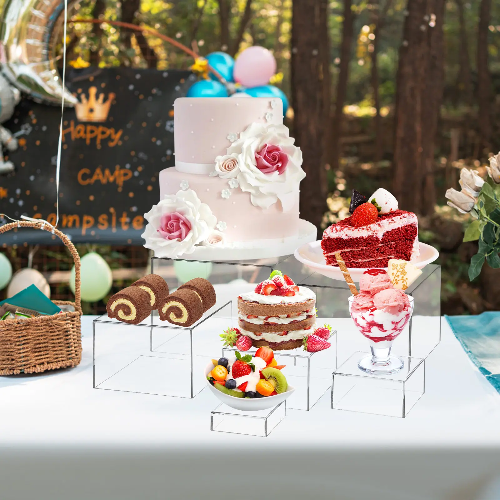 Acrylic Dessert Display Stand Multi Layer Cake Cupcake Pastry Holder Riser for Wedding Birthday Party Buffet