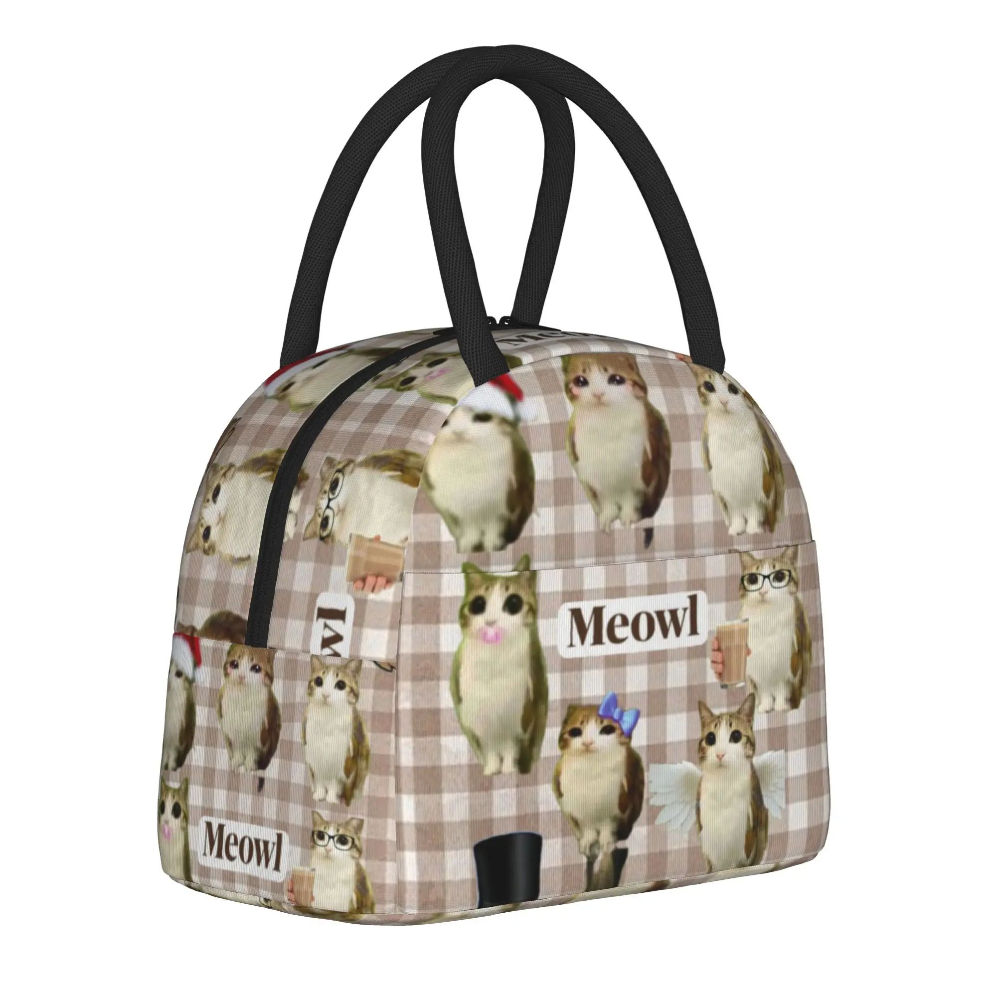Meowl Cat Owl Funny Insulated Lunch Bag for Men Women  Food Container Bags Reusable Thermal Cooler Lunch Boxes For Picnic