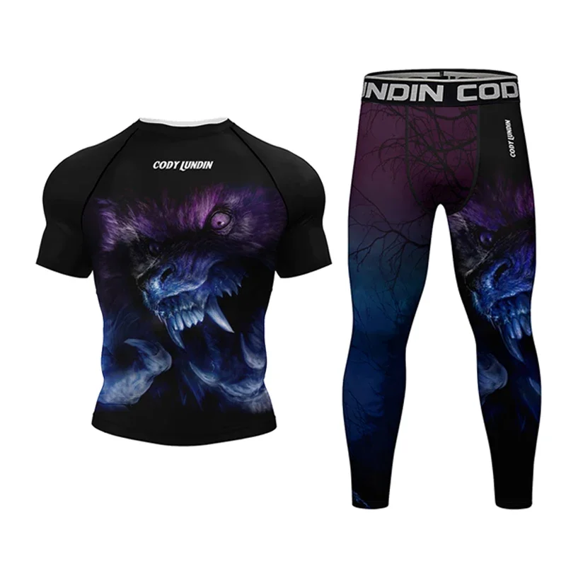 Nuovi uomini MMA T shirt + Pant Boxing Muay Thai Shorts Rashguard kickboxing set Boxeo Gym tute sportive maglie Jiu Jitsu Bjj T-shirt