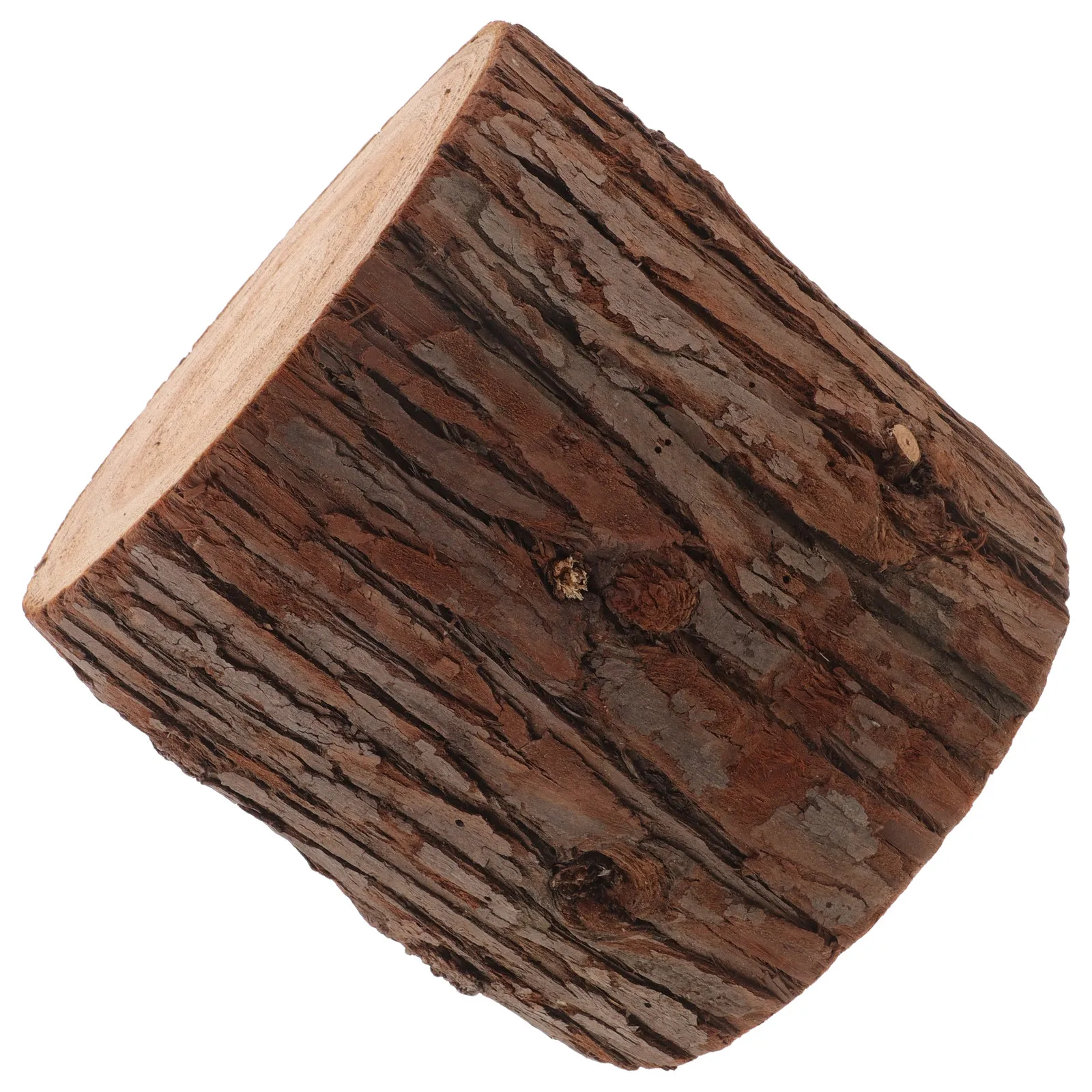Solid Wood Stump End Table Rustic Natural Tree Trunk Coffee Table Unique Bark Texture Decorative Display Base for Home Living