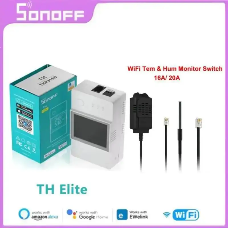 

SONOFF TH Elite 16A/20A Wi-Fi умный переключатель ЖК-дисплей переключатель контроля температуры и влажности модуль автоматизации умного дома