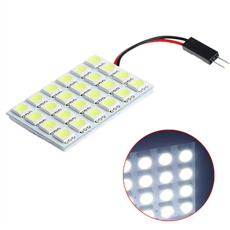 2PCS LED Panel Light 5050 COB 24SMD Car Festoon(29-41mm) C5W T10 BA9S Reading Lamp Boat Auto Dome Bulb 12V 6000K Warm White Lamp