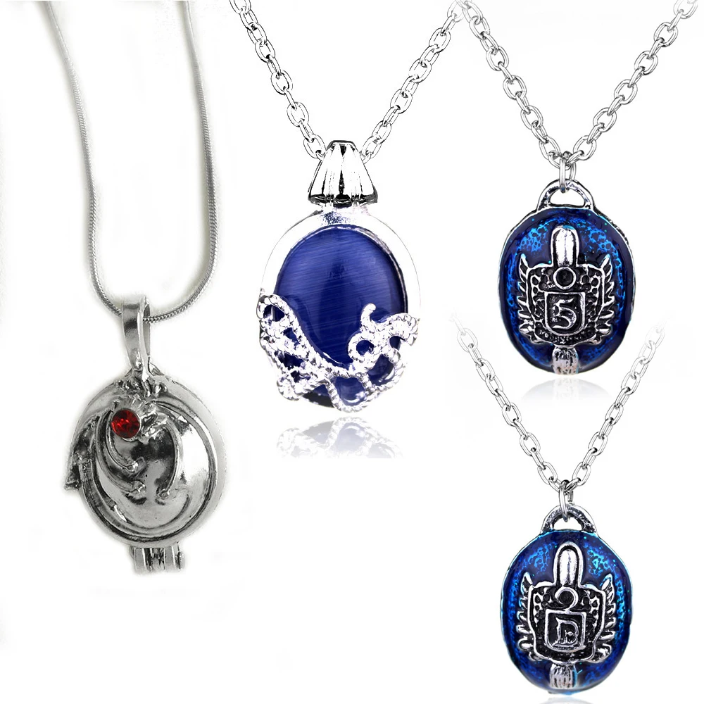 The Vampire Diaries Necklace Elena Gilbert Necklaces for Women Movie Charm Katherine Klaus Forbes Blue Stone Choker