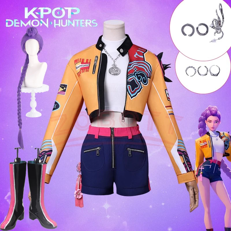

KPop Rumi Cosplay Costume Wig Women Girls Halloween Carnival Comic-con Party Role Playing Outfits K-POP Witch Hunt Rumi costume