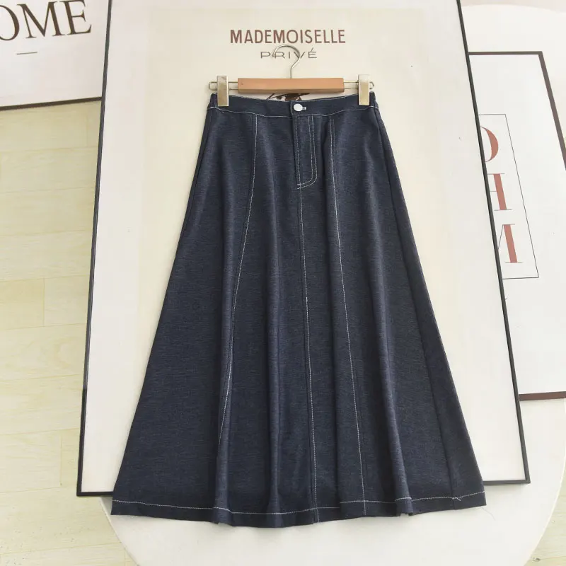 

Трапеция с высокой талией Dr, повседневная джинсовая юбка для похудения, средней длины, имитация для женщин, осень 2025 г.