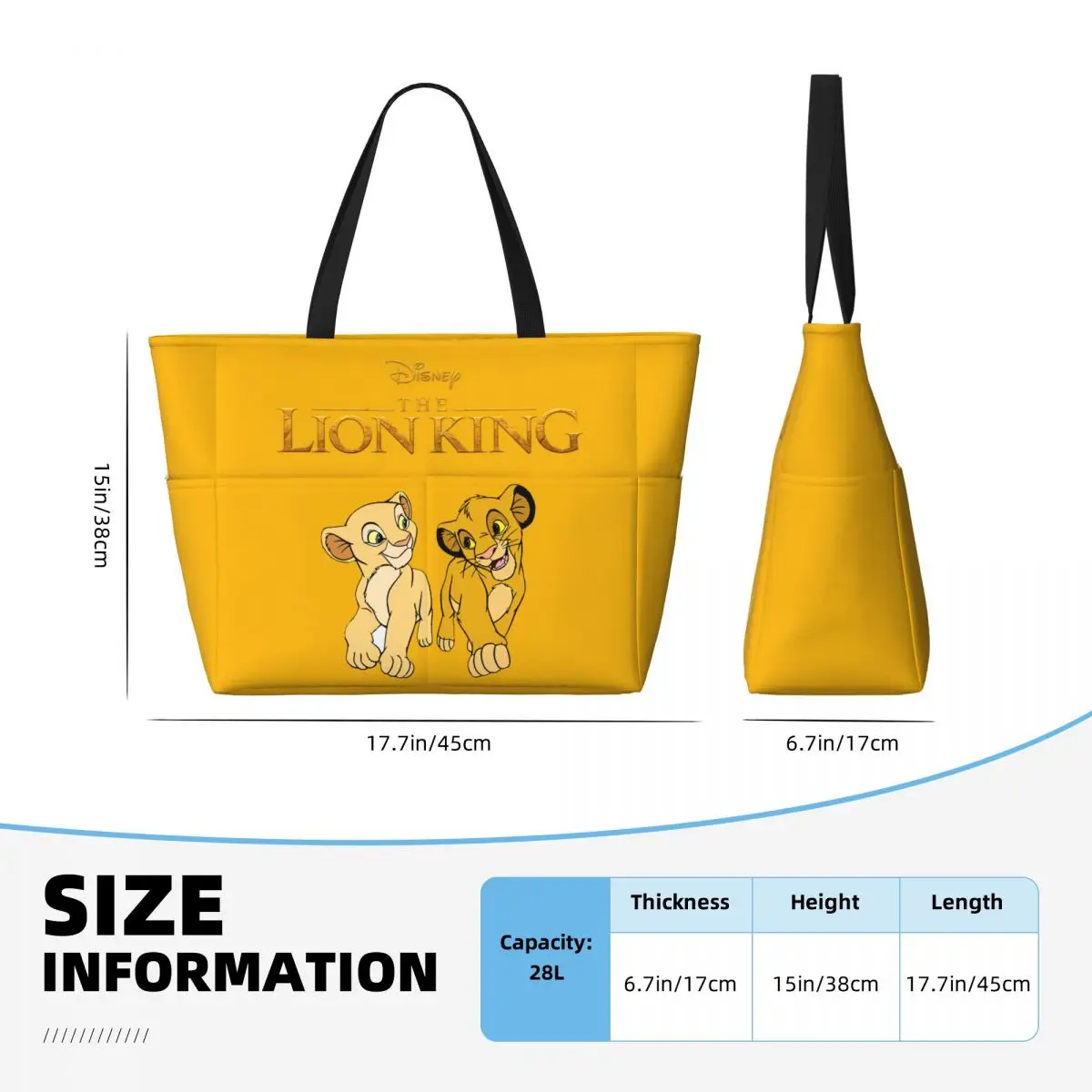 Custom Large The Lion King Tote Bag Women Shopping Shoulder Beach Gym Travel Bag