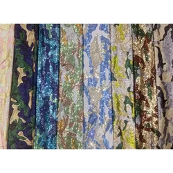 1yard Camouflage Sequin Fabric Embroidery Sequin Fabric Lace Nigerian African Fabric for DIY Sewing Bag Lining Clothing