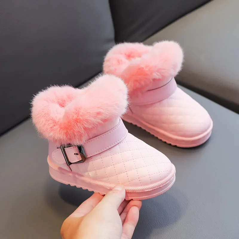 Winter Kids Snow Boots Plush Warm Non-slip Thicken Children Cotton Shoes Boys Girls Short Boots