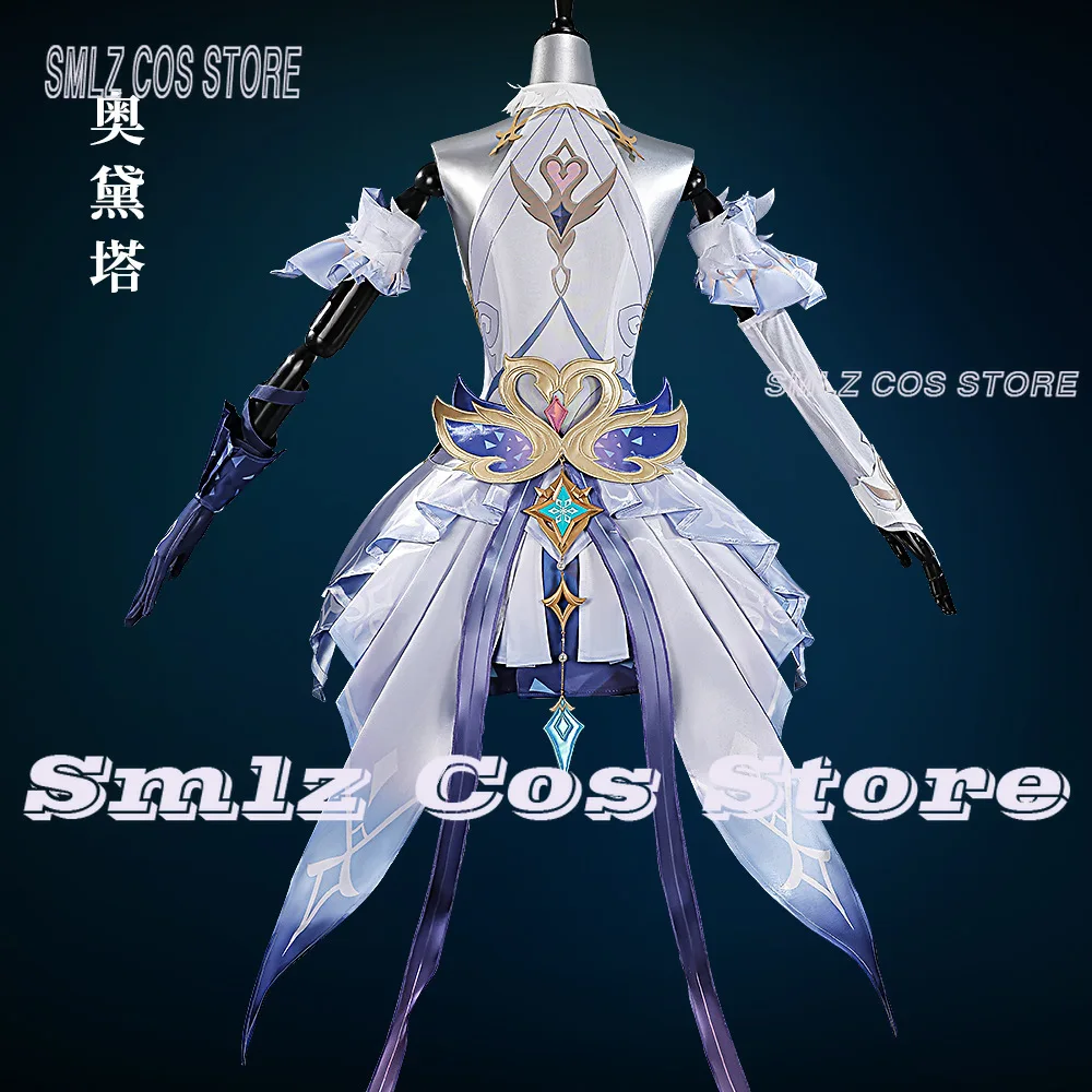 Genshin Impact Odette Cosplay Costume Women Sexy Play Outfit Dress Elegant Halloween Party Prop Wig view 3