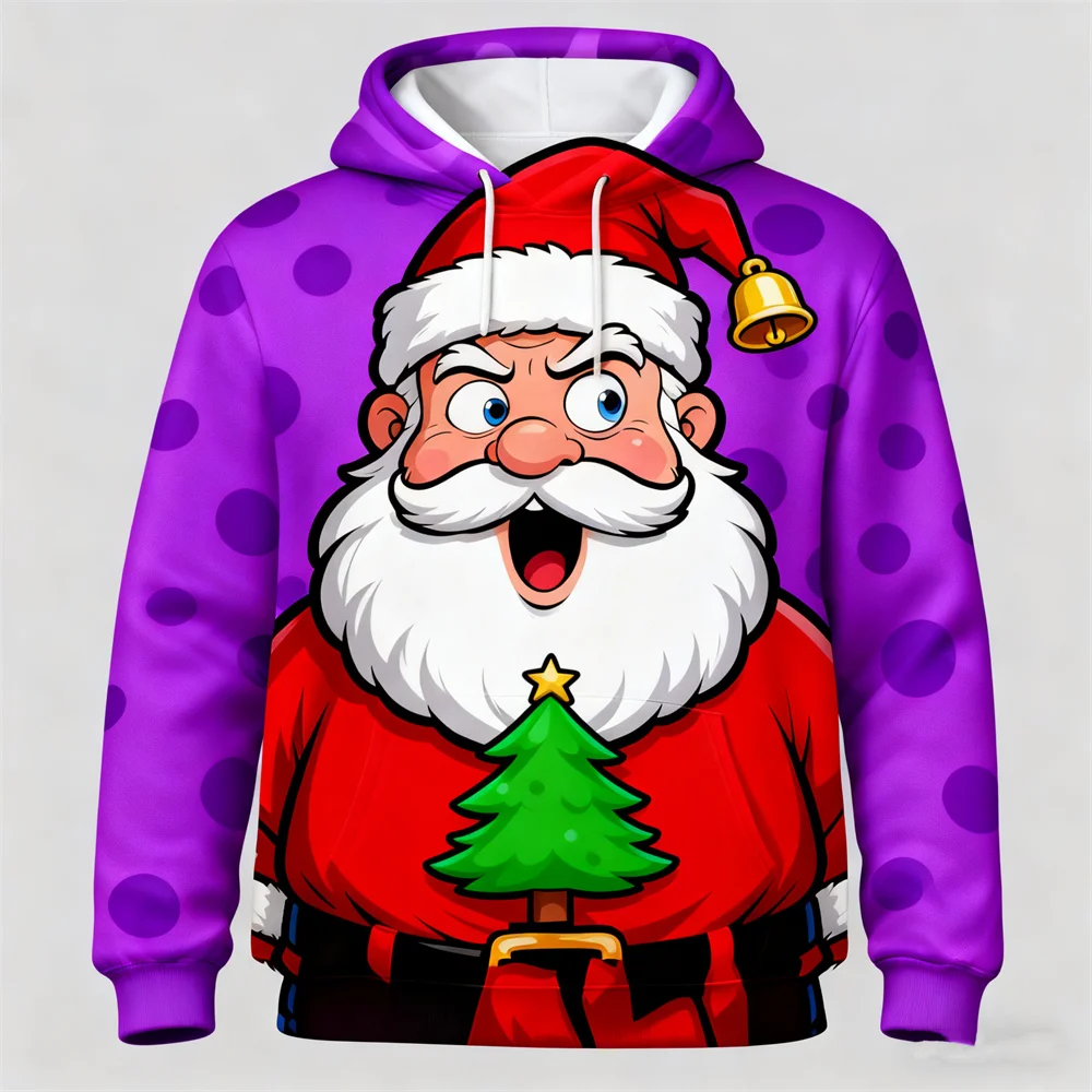 الرجال النساء مضحك سانتا كلوز الجرافيك هوديس 3D طباعة مجردة عيد الميلاد موضوع عارضة مقنعين قمم ملابس مريحة فضفاضة #3