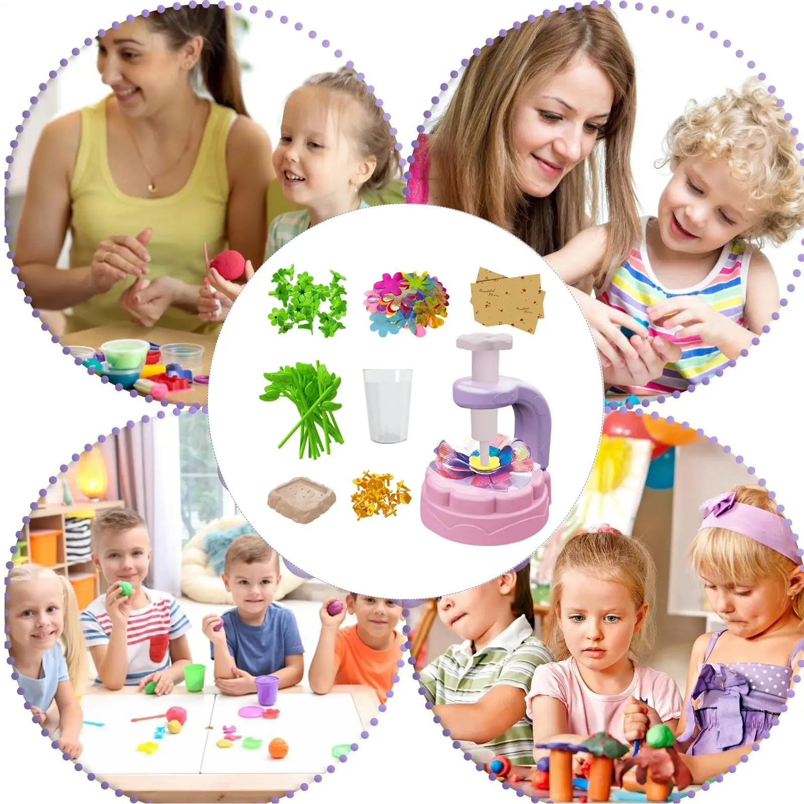 Spielzeug zur Herstellung von Blumenstrauß, pädagogisches Aktivitätsspielzeugset für die Blumenherstellung für Kleinkinder, pädagogische Lernkunstaktivität für 4–8 Jahre