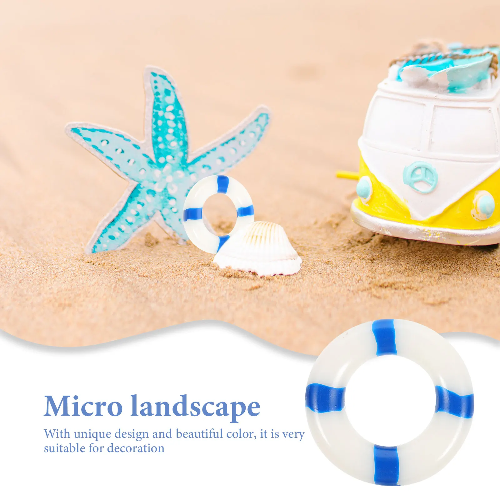 

10pcs Resin Lifebuoy Decoration Marine Theme Swim Ring Ornament For Home Wall Window Cafe Bar Restaurant Decor Blue Color