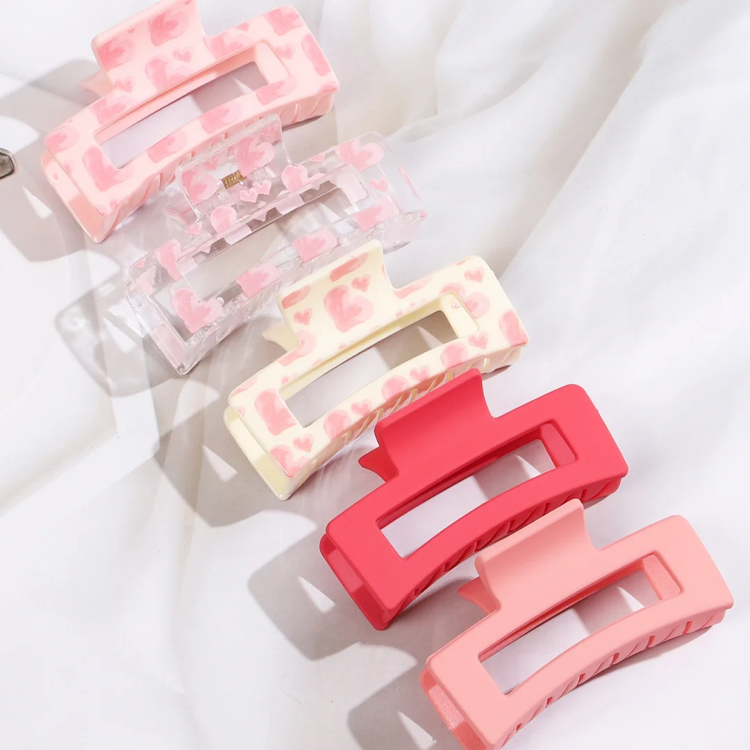 الصيف الحلو القلب طباعة مقاطع الشعر 5 قطع مجموعة نقل الحرارة مربع القرش كليب للنساء الفتيات إكسسوارات الشعر الساخن بيع