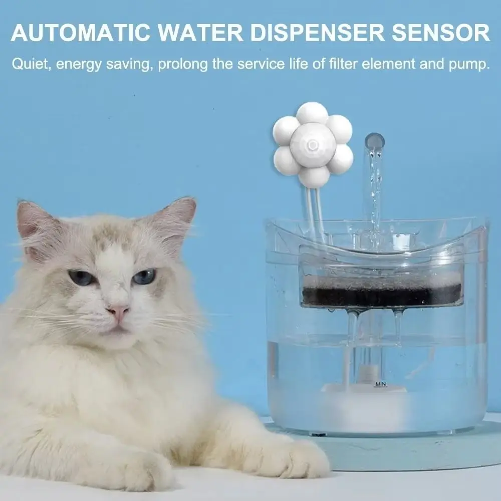 Intelligent Cat Fountain Motion Sensor Quiet Energy Saving Auto Water Feeder Start Stop 180 Degree Sensing USB Interface